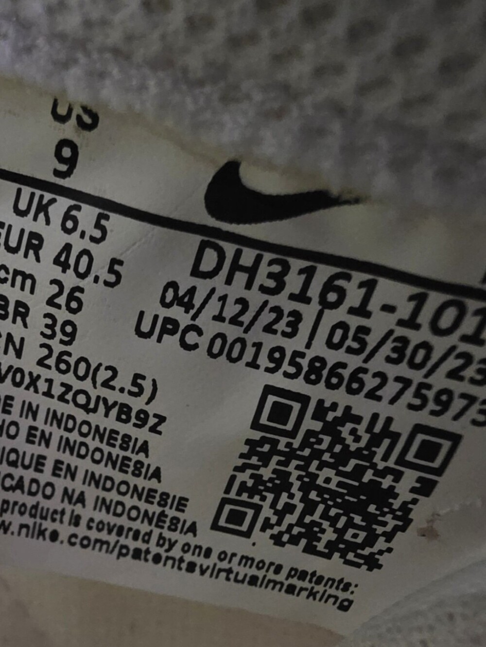 Nike Shoes Size Tag DH3161-101 Black/White - Picture 2 of 3